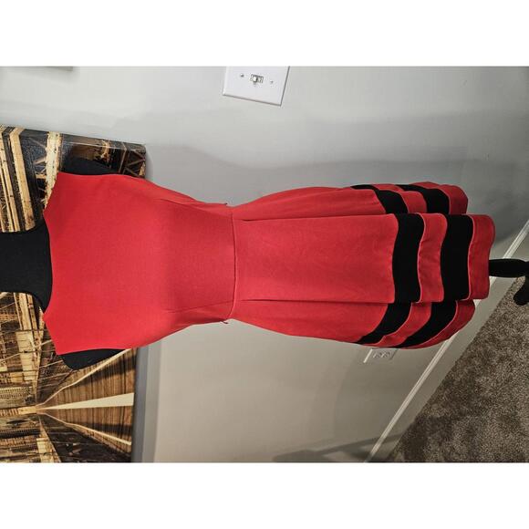 Calvin Klein Dresses & Skirts - Calvin Klein Red Dress with Black Stripes
